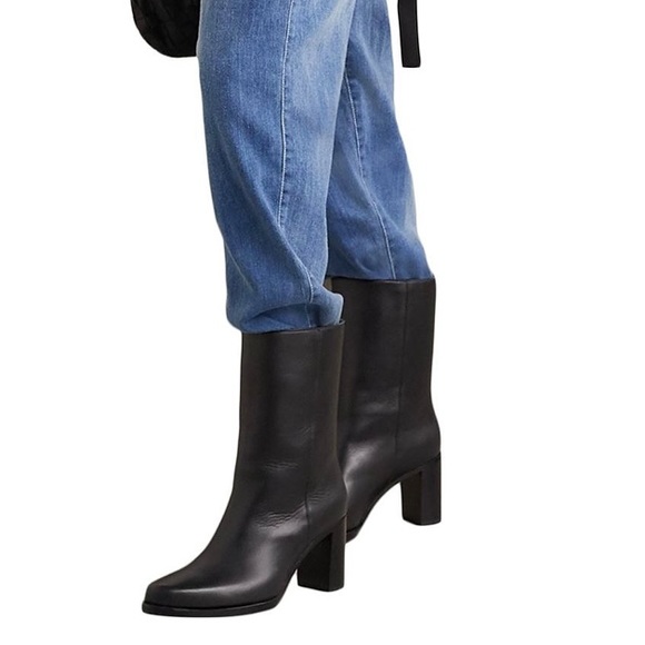 LEGRES Black Leather Block Heel Point Toe Ankle Boots EU 37 - Picture 10 of 10